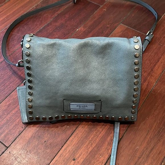 Prada Handbags - Prada Glacé Studded Crossbody Bag